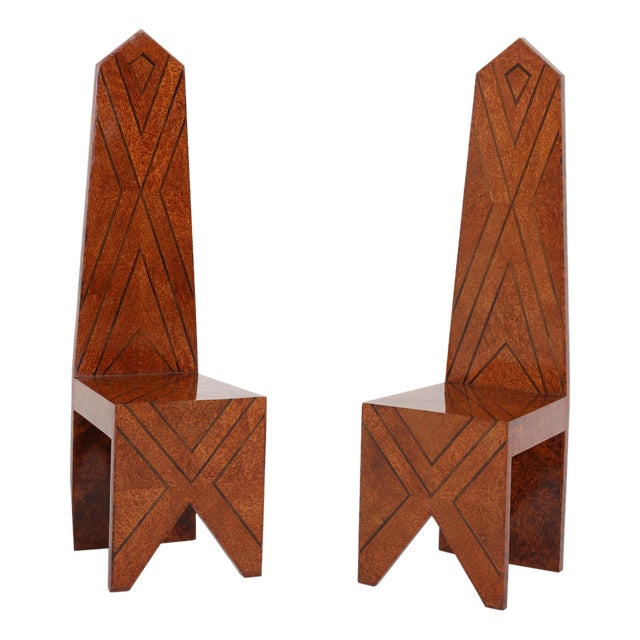Pair of 1970s Modernist Tall Back "Throne Chairs" For Sale