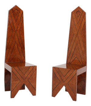 Pair of 1970s Modernist Tall Back "Throne Chairs"