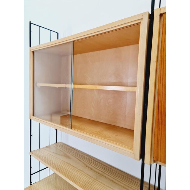 Freestanding String Shelf-System Unit Bookcase in Ash, Walnut & Metal from Koch Möbel, Germany, 1950s For Sale - Image 14 of 18