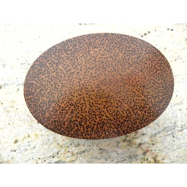 1990s Oval Palm Wood Trinket Box For Sale - Image 9 of 10