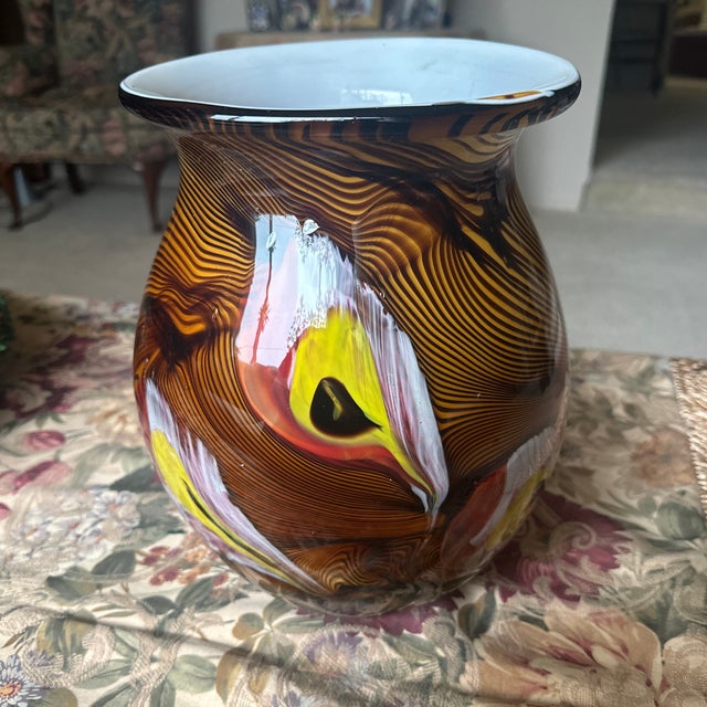 Murano Beautiful Italian Murano Hand Blown Glass Vase 12” Tall For Sale - Image 4 of 10