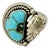 1970s Vintage Southwestern Navajo Boho Chic Sterling Leaf & Turquoise Ring, Size 7.25. For Sale