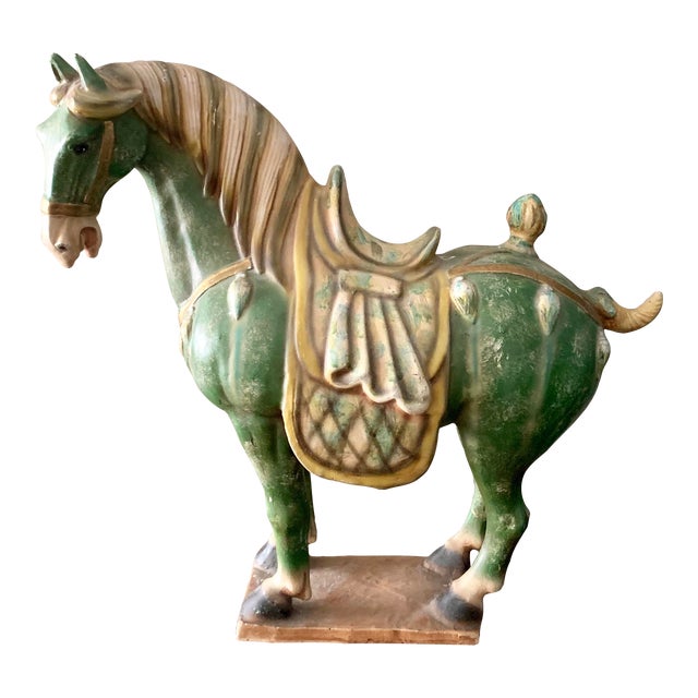 Vintage HandPainted Green Ceramic Tang Horse Figurine Chairish