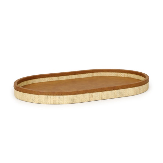 Wood Hakiri Natural Raffia Large Designer Storage Tray For Sale - Image 7 of 7