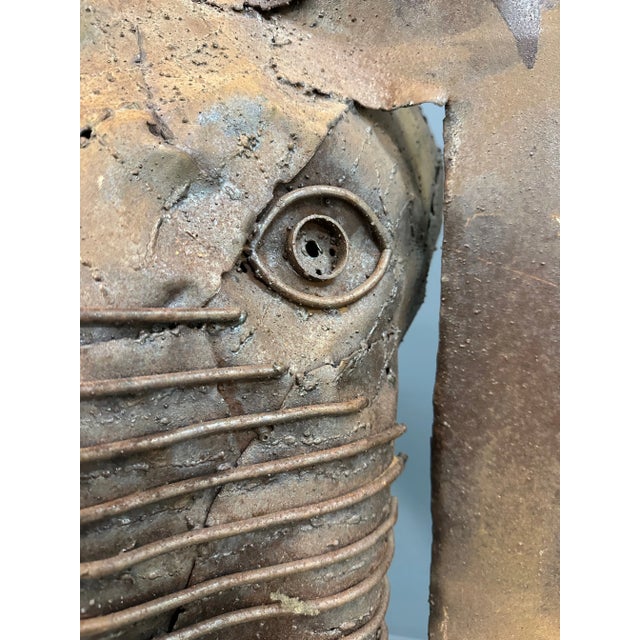 Metal Metal Elephant Head Sculpture by by Renown Kenyan Artist Kioko Mwitiki For Sale - Image 7 of 12