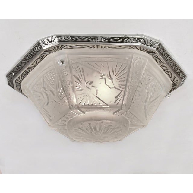 Art Deco 1930s French Art Deco Flush Mount by Muller Freres France - 2 Available For Sale - Image 3 of 14