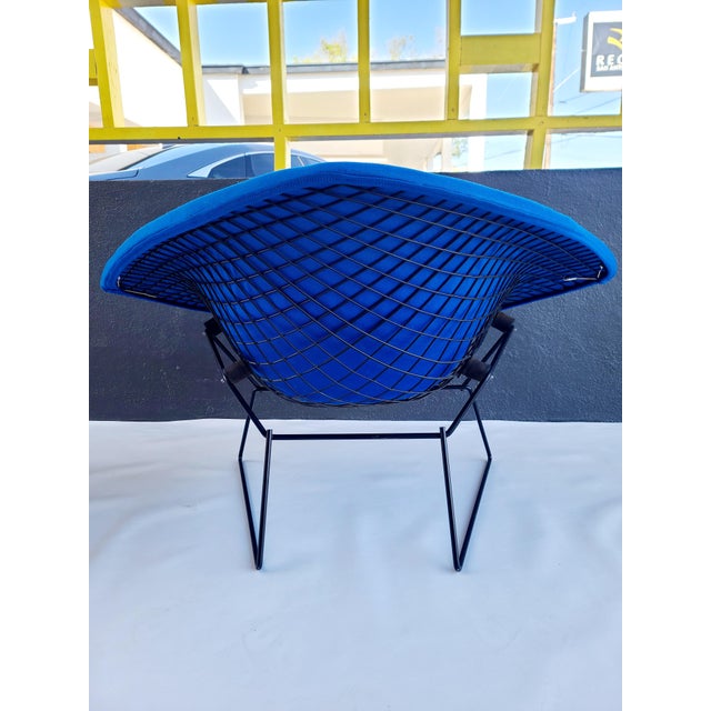 Blue 1960s Knoll Bertoia Wide Diamond Back Chair and Ottoman For Sale - Image 8 of 12