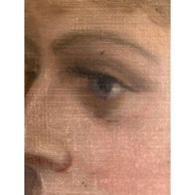 Lady in a Ruffled Collarblue Dress, 1890s, Canvas For Sale - Image 9 of 13