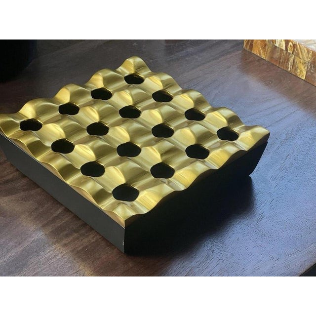 Black and Gold Sculptural Cigar Ashtray with Brass-Tone Finish For Sale - Image 4 of 13