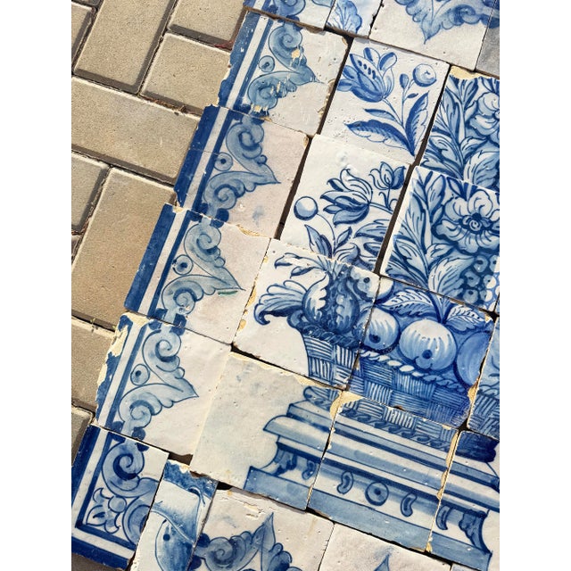 Ceramic Antique 18th Century Portuguese Rococo Basket of Plenty Tile Panel For Sale - Image 7 of 15