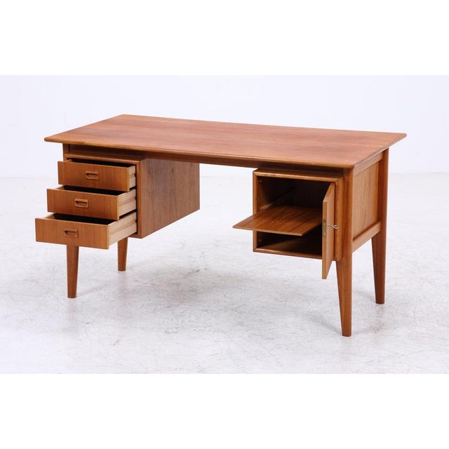 Mid-Century Teak Desk with 3 Drawers For Sale - Image 6 of 18