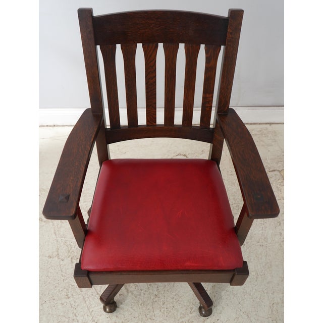 Age: C.2008 Details: Finish no.31 Rolling Casters Brass Capped Feet High Quality Construction Arts & Crafts Red Leather...