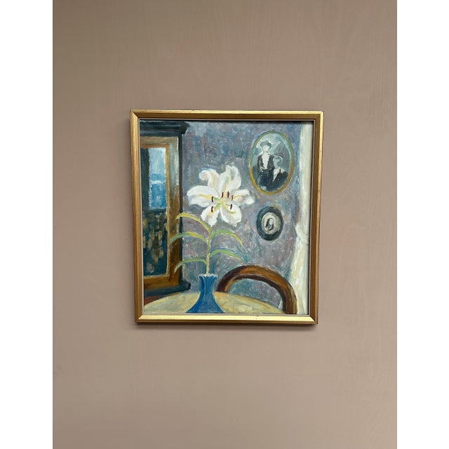 May Nicklasson, The White Lily, 1950s, Oil Painting on Panel, Framed For Sale - Image 12 of 12