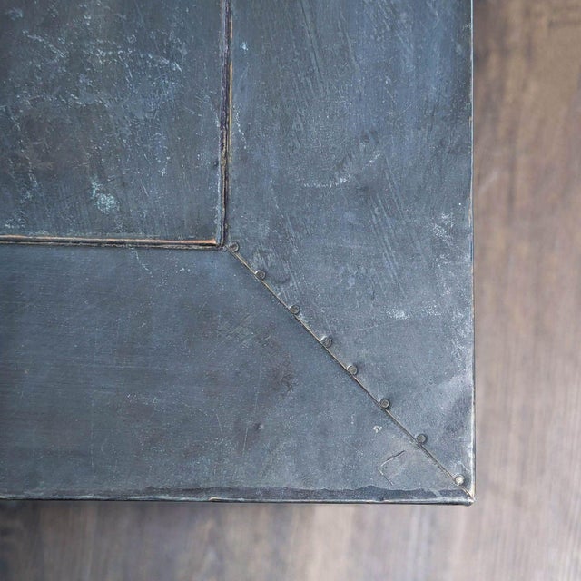 Restoration Hardware Zinc Three Drawer Nightstand For Sale - Image 10 of 11