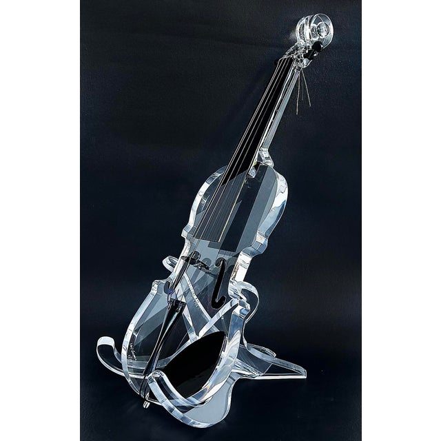 2020s Custom-Made Lucite Violin Sculpture on Stand Signed and Numbered Limited Edition #1/10 For Sale - Image 5 of 13