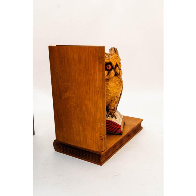 Carved Owl Motive Lime Wood Bookends, Vienna, 1960s, Set of 2 For Sale - Image 16 of 18