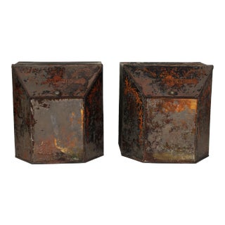 19th C. Large Floor Sized Victorian Period Tin Tea Caddies - a Pair For Sale