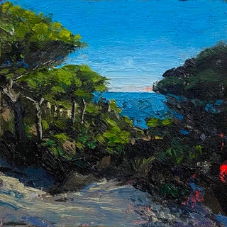 Matalascañas Beach by Conrado López | Acrylic and oil on canvas Landscape of a beach with trees. For Sale