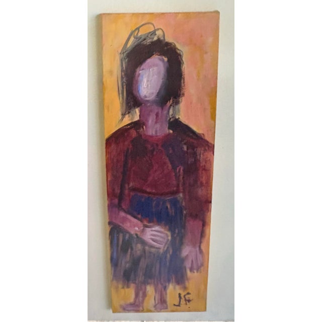 2000 - 2009 Abstract Oil Painting of a Whimsical Female by JoAnne Fleming, Signed (36” X 12”) For Sale - Image 5 of 8