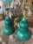 Vintage Pair Gourd Green Crackle Glaze Porcelain Table Lamps Newly Wired Brass For Sale In West Palm - Image 6 of 12