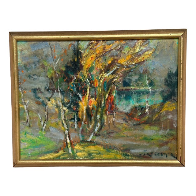 Curt Selmer, Autumn Landscape, 1950s, Oil on Panel, Framed For Sale