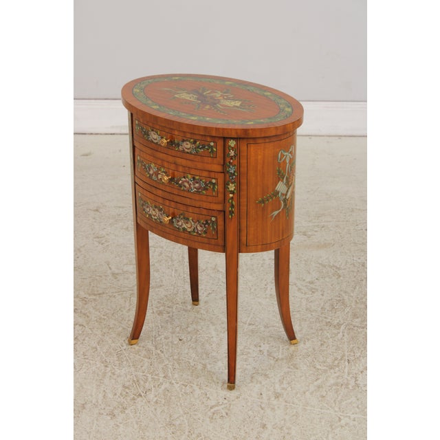 French Maitland Smith 3 Drawer Satinwood Louis XV Style End Table For Sale - Image 3 of 18
