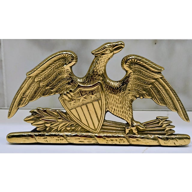 Virginia Metalcrafters 1952 Virginia Metalcrafters Brass “Spread Eagle” Federal Bookends – Pair For Sale - Image 4 of 10