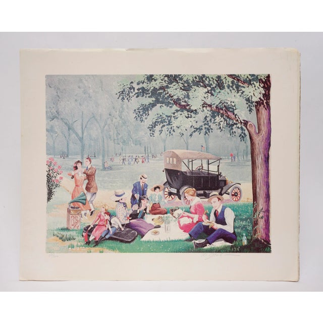 Late 20th Century "Picnic in the Park" Victorian Style Figurative Print by William R. Stone 30/300 For Sale - Image 11 of 11