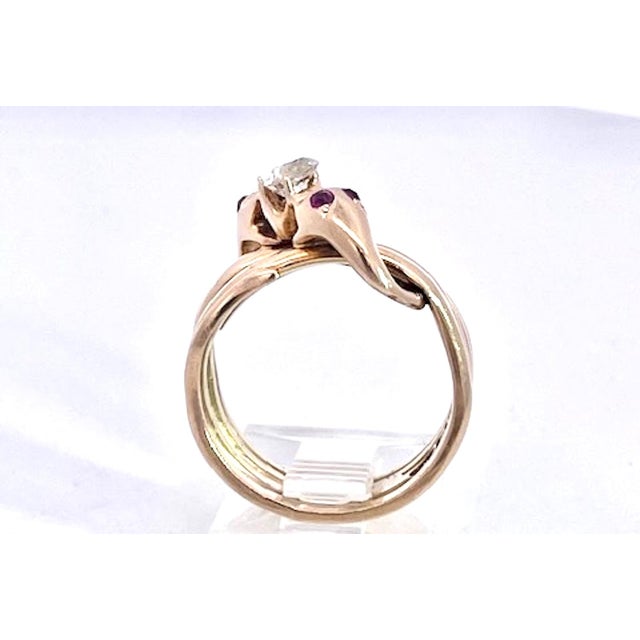 Gold 1950s Double Snake Ring Lovers Knot For Sale - Image 8 of 14