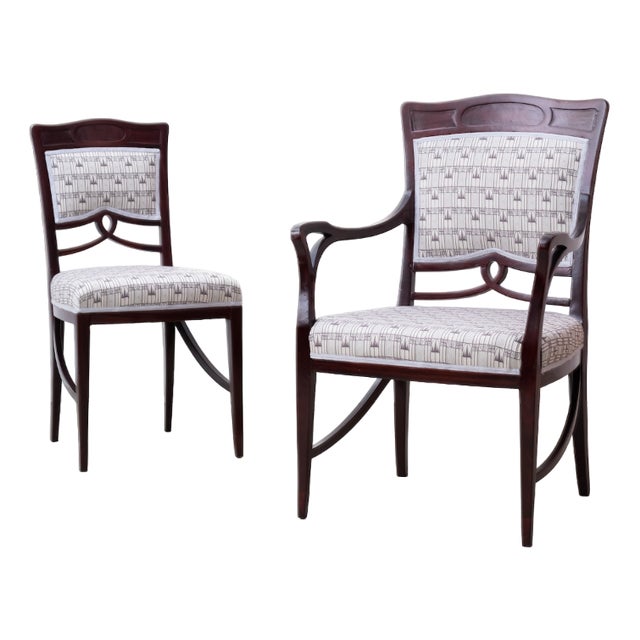 Set of Art Nouveau Armchair & Side Chair in the style of Henry Van De Velde, 1905 For Sale