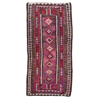 Vintage Turkish Kilim Flat Runner For Sale