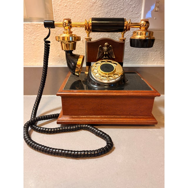 Vintage 1974 Deco-Tel Wood Rotary Phone Brass Eagle Western Electric - Works Great For Sale In Phoenix - Image 6 of 11