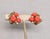 Trifari Vintage 1950s Signed Crown Trifari Goldtone Faux-Coral Melon Rhinestone Clip Earrings-2 Pieces For Sale - Image 4 of 8