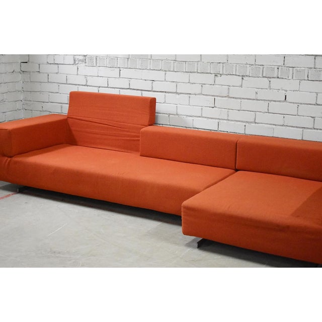 Sofa by italian brand Frigetto. Remains in original fabric. Stands on brushed metal feet. Backrests can be unfolded back,...