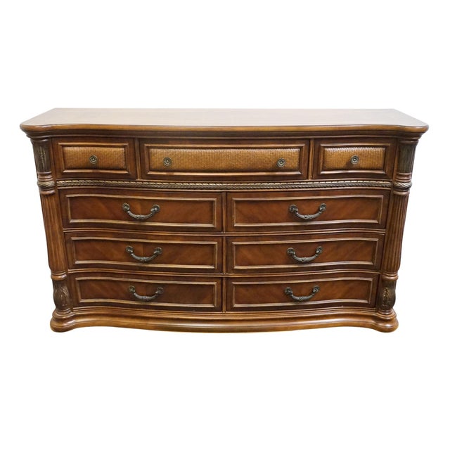 Contemporary Kevin Charles Cherry Contemporary Traditional Empire Style 68" Double Dresser For Sale - Image 3 of 12