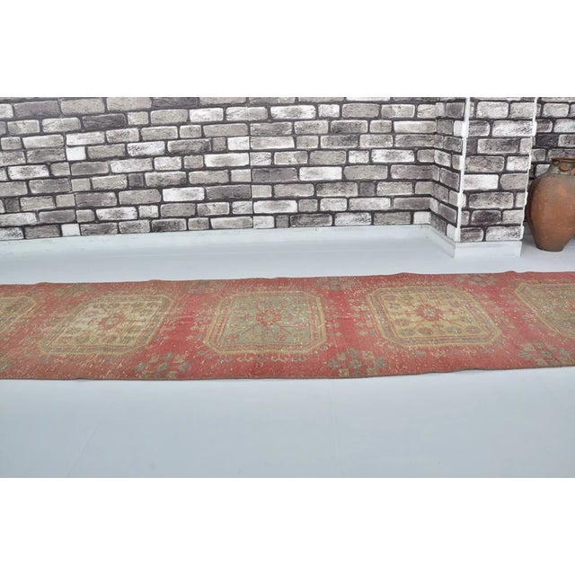 Vintage Turkish Rug, Japandi Style Red Runner For Sale - Image 9 of 10