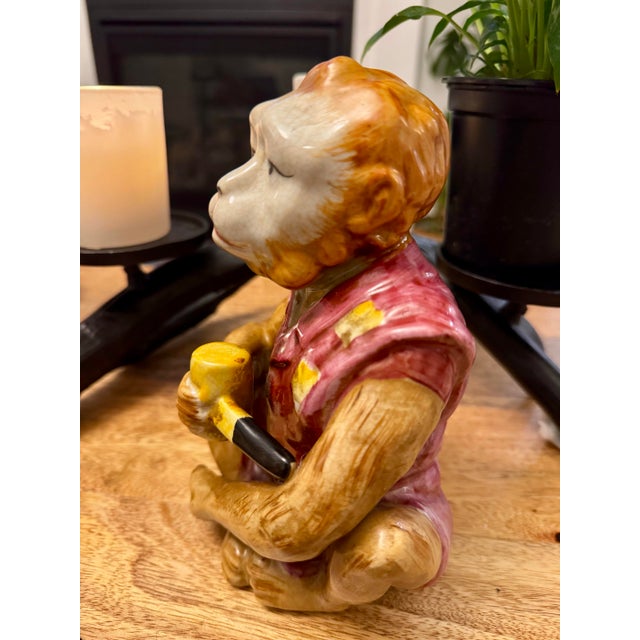 Vintage Ceramic Monkey Figurine With Pipe For Sale In Portland, OR - Image 6 of 9