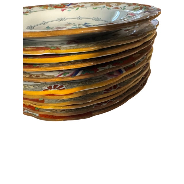 Vintage Ashworth Bros. Asb8 "Dieu Et Mon Droit" Rimmed Soup Bowls. Set of 12 For Sale - Image 14 of 17