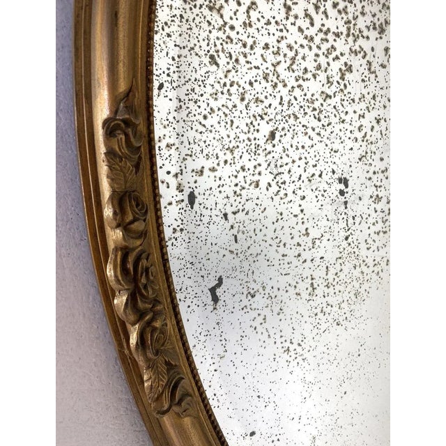 Antique Gilt and Mercury Plate Oval Mirror For Sale - Image 6 of 17