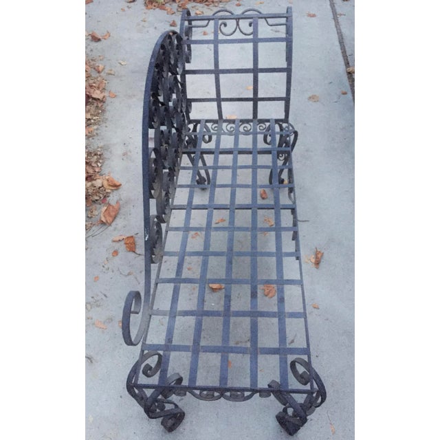 Charles Moureux Antique French Hand Forged Scrolled Wrought Iron Chaise Lounge For Sale - Image 4 of 6