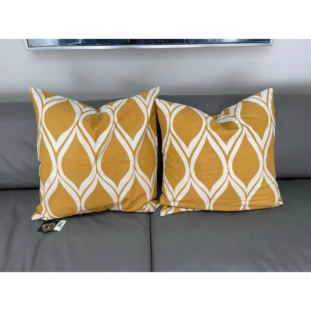 Contemporary Geometric Yellow Surya Pillow Covers - a Pair For Sale - Image 6 of 6