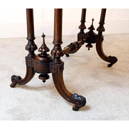 Wood Antique Victorian Writing Table in Walnut, 1880s For Sale - Image 7 of 11