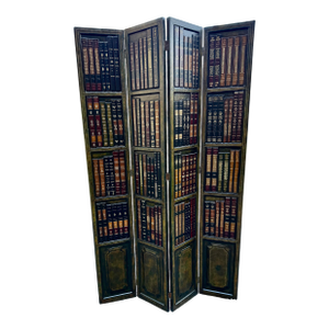 Fabulous Leather Bound Library Book Four-Panel Folding Screen by Maitland Smith