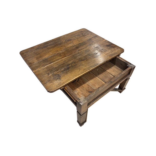 Antique English Oak Accent Coffee Table With Single Drawer For Sale - Image 4 of 4