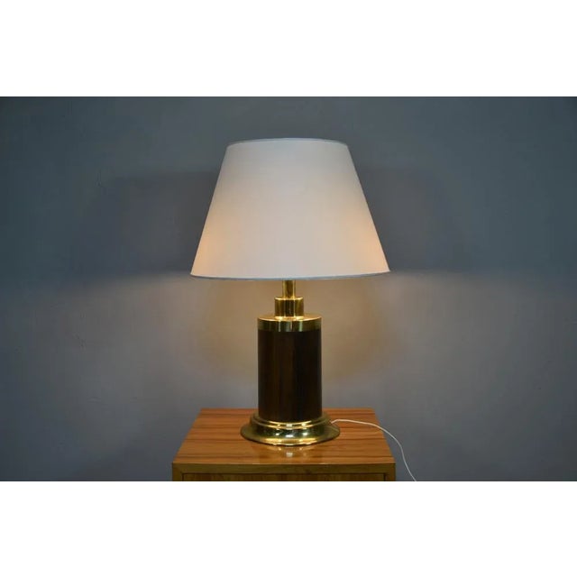 Brass and Wood Table Lamp, Italy, 1970s For Sale - Image 4 of 8
