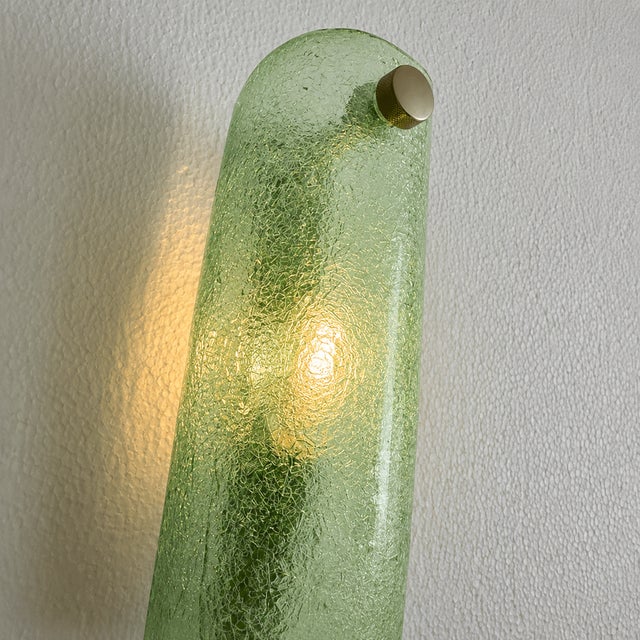 Contemporary Modern Green Graniglia ”Canalina" Murano Glass Wall Sconce-Set of Two For Sale - Image 6 of 6