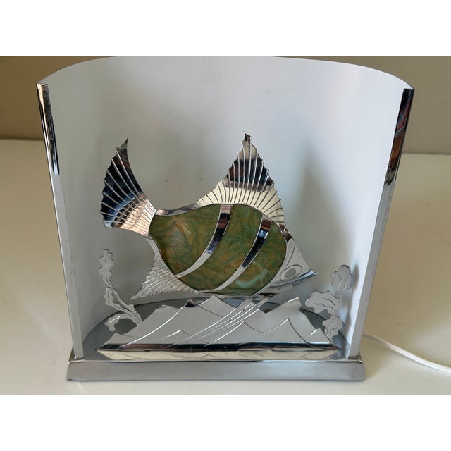 Vintage Fish Lamp in Chrome-Plated Brass, 1950s For Sale - Image 10 of 18