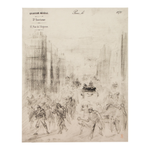 1959 After Jean-Baptiste Carpeaux, "Riots in the Streets of Paris" Hungarian Monochrome Print