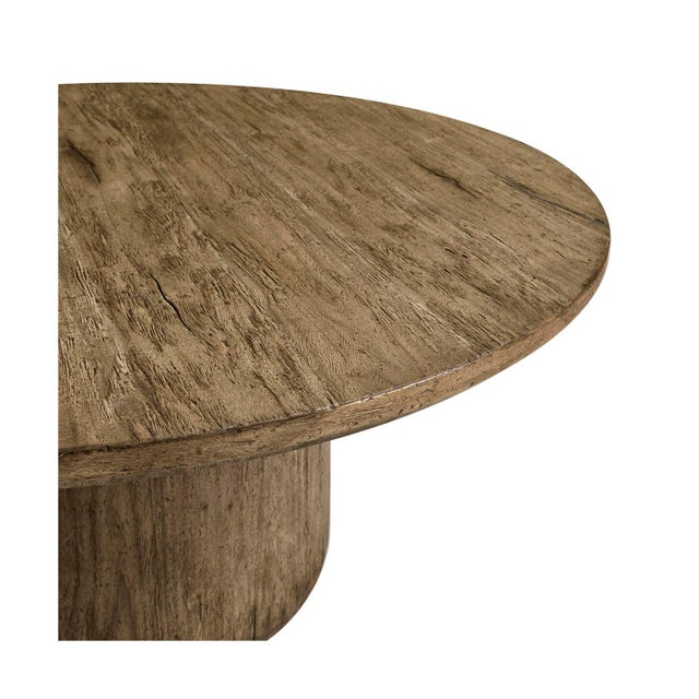 Rustic Round Pedestal Dining Table For Sale - Image 9 of 9