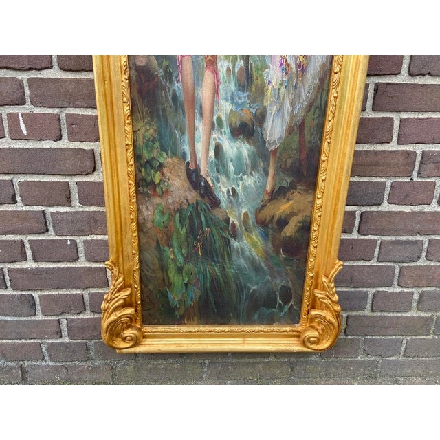 Wood 1970s French Louis XVI Gold Beech Fabric Wall Art 1pc For Sale - Image 7 of 15